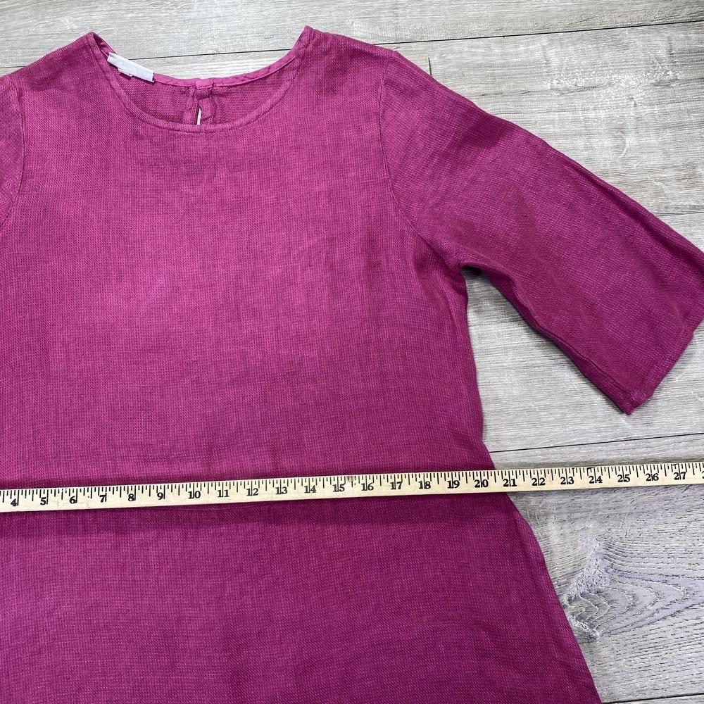 Bryn Walker Tunic Top Womens XS Magenta Linen 3/4 Sleeve A-Line Made USA Keyhole - Picture 6 of 15